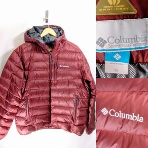 Maroon Columbia Omni Heat Hooded Puffer Coat